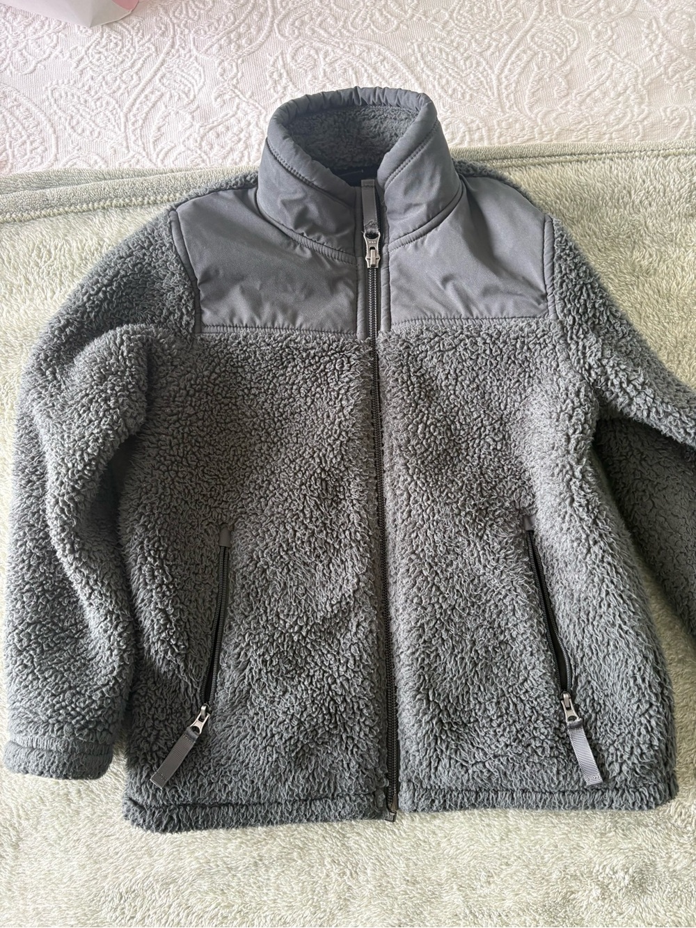 32 Degrees Gray Sherpa Puffer Jacket for Kids